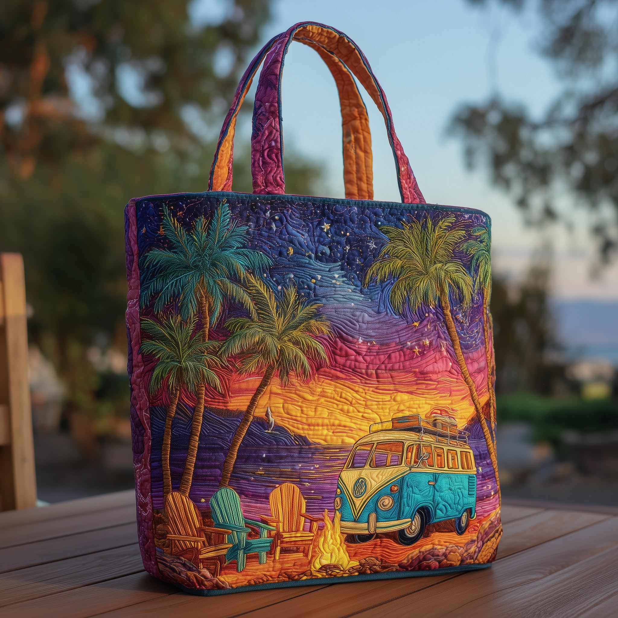 Sunset camping Quilted Tote Bag GFTOXM24