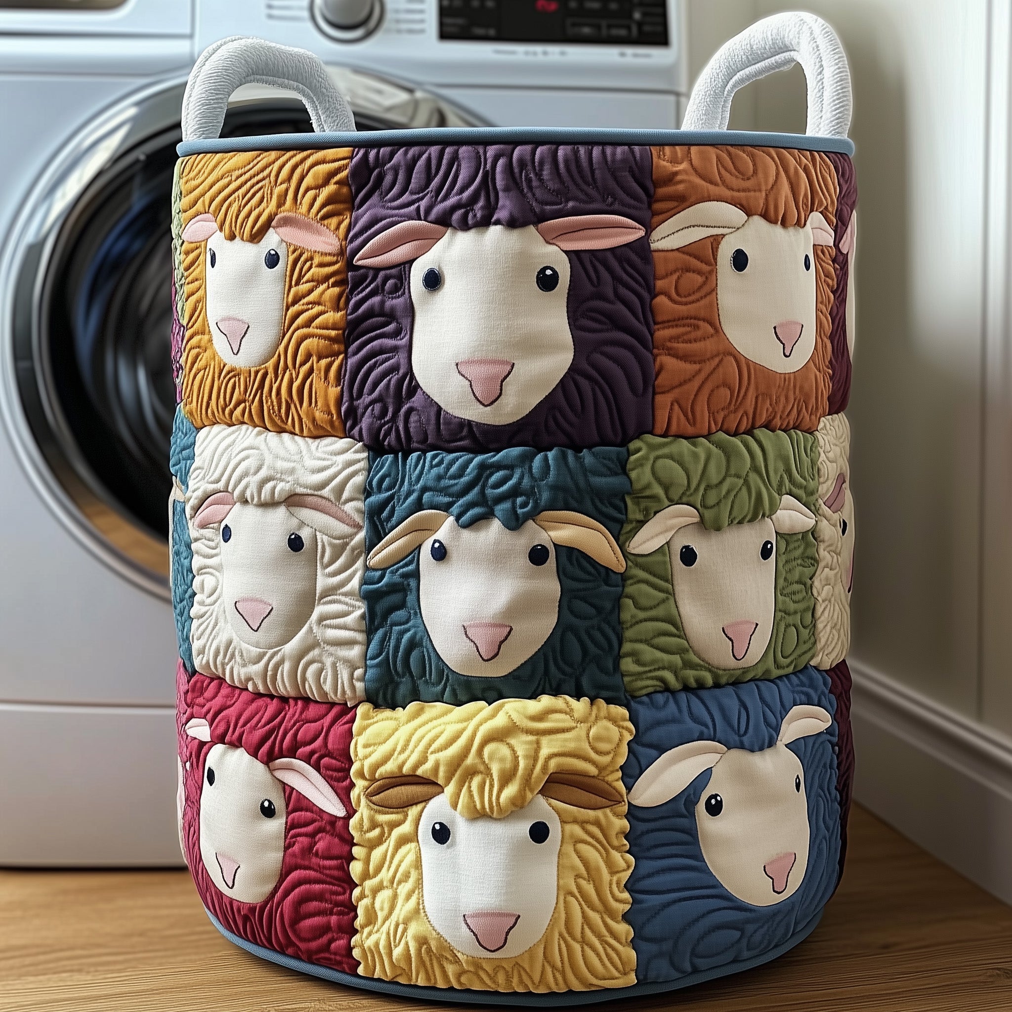 Colorful Sheep Quilted Laundry Basket GFTOXM241