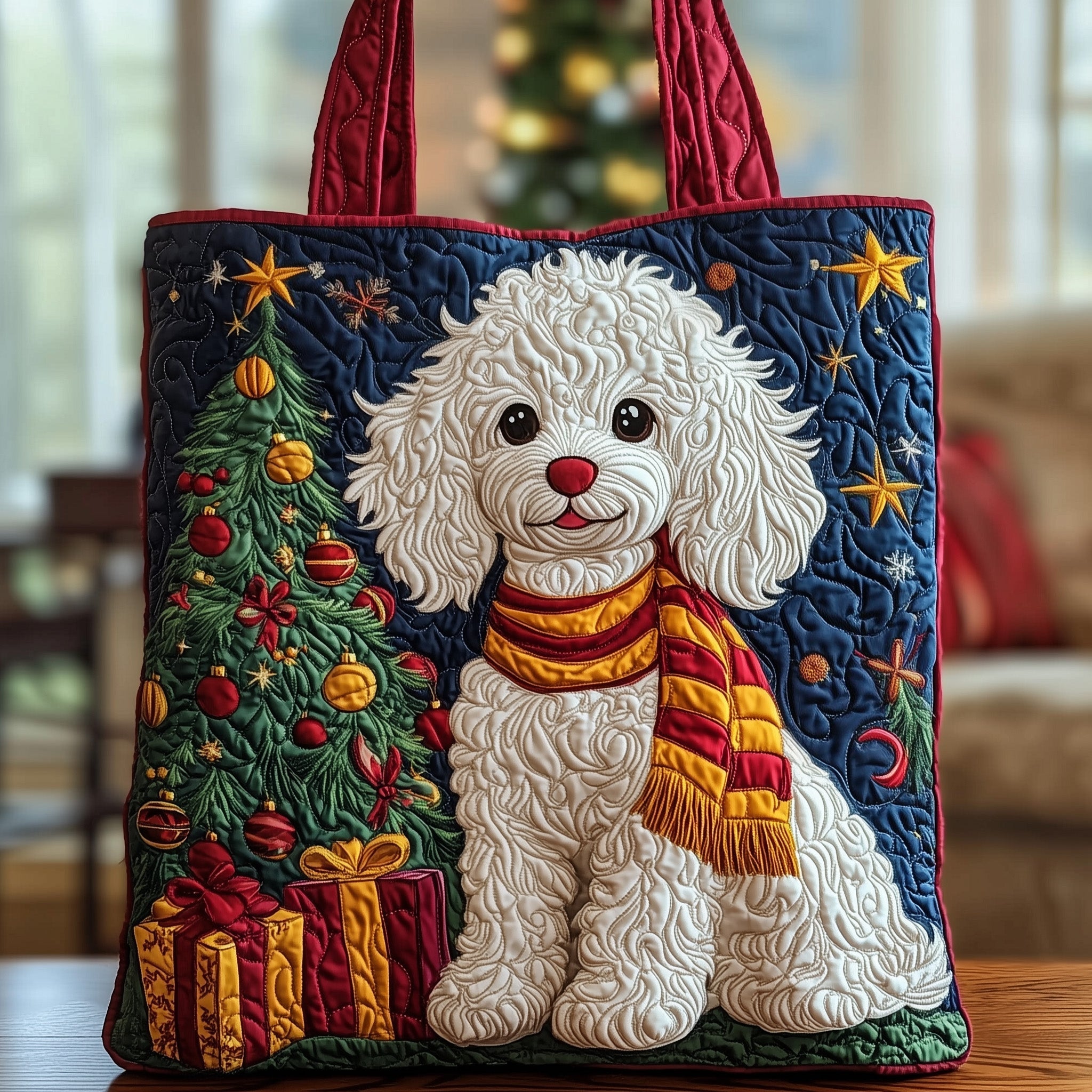 Christmas Poodle Quilted Tote Bag GFTOXM247