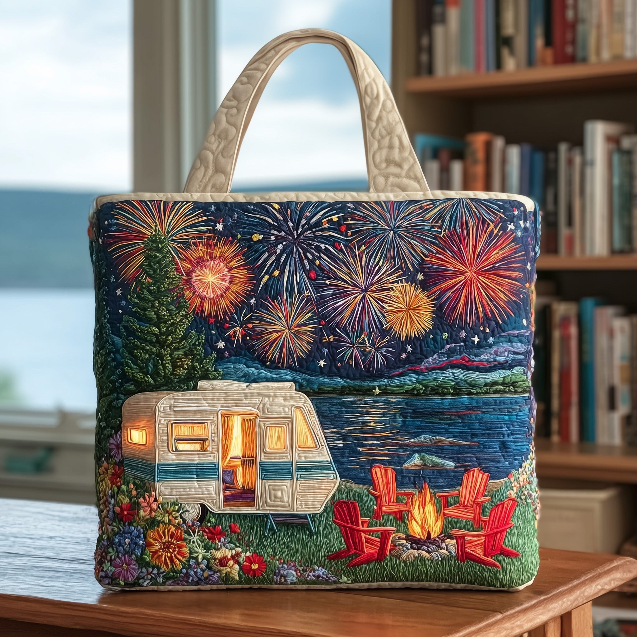 Fireworks camping Quilted Tote Bag GFTOXM26
