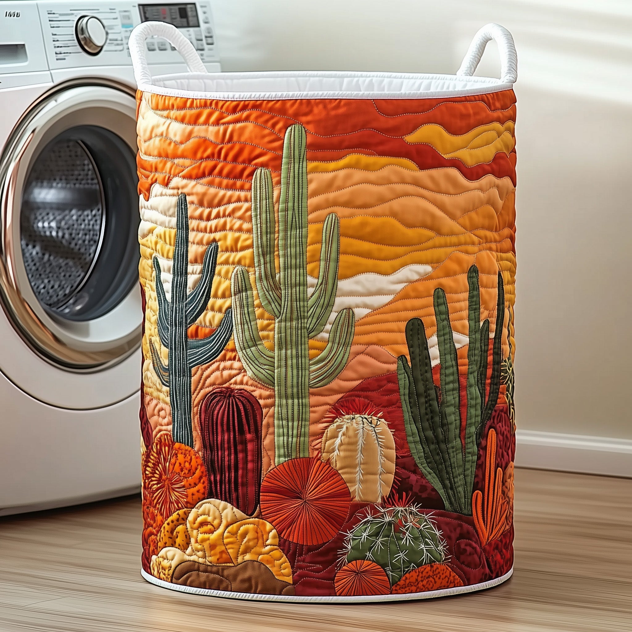 Sunset Cactus Quilted Laundry Basket GFTOXM266