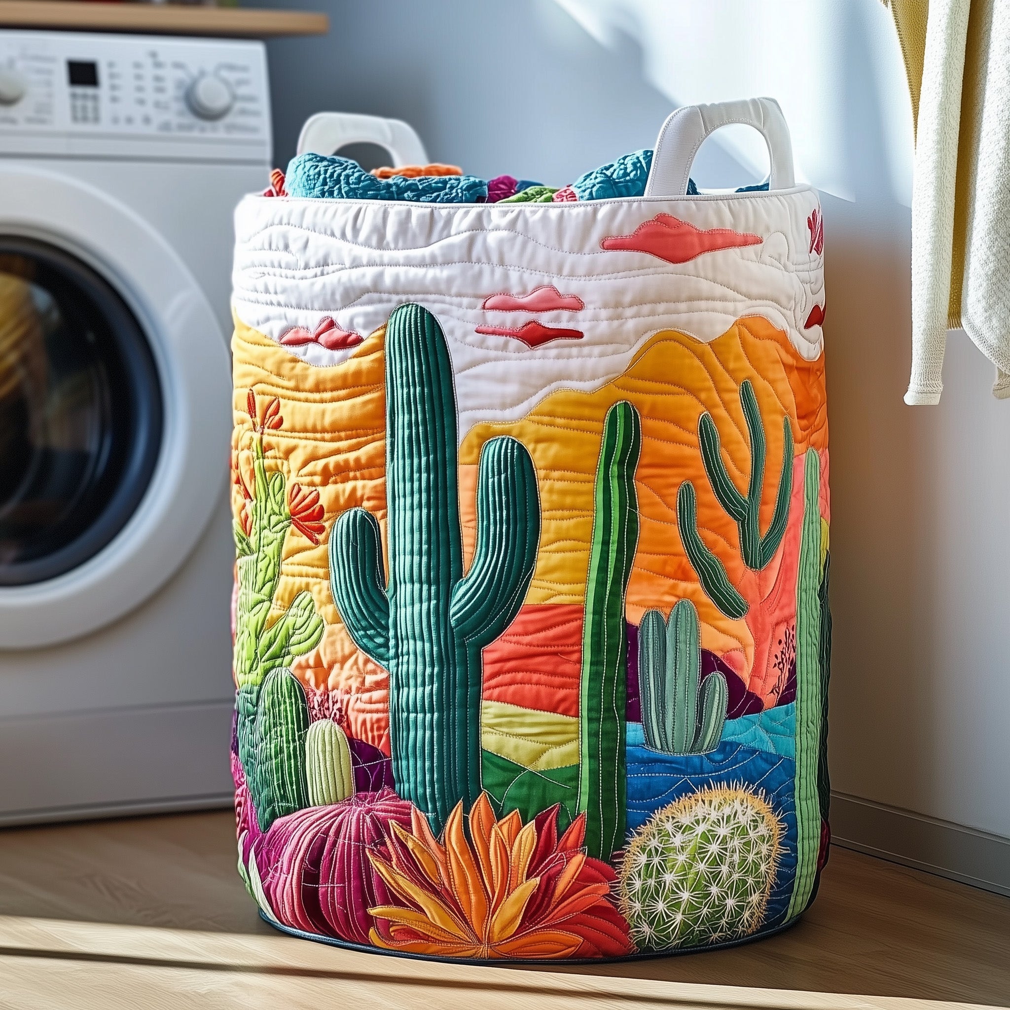 Cactus Desert Quilted Laundry Basket GFTOXM268