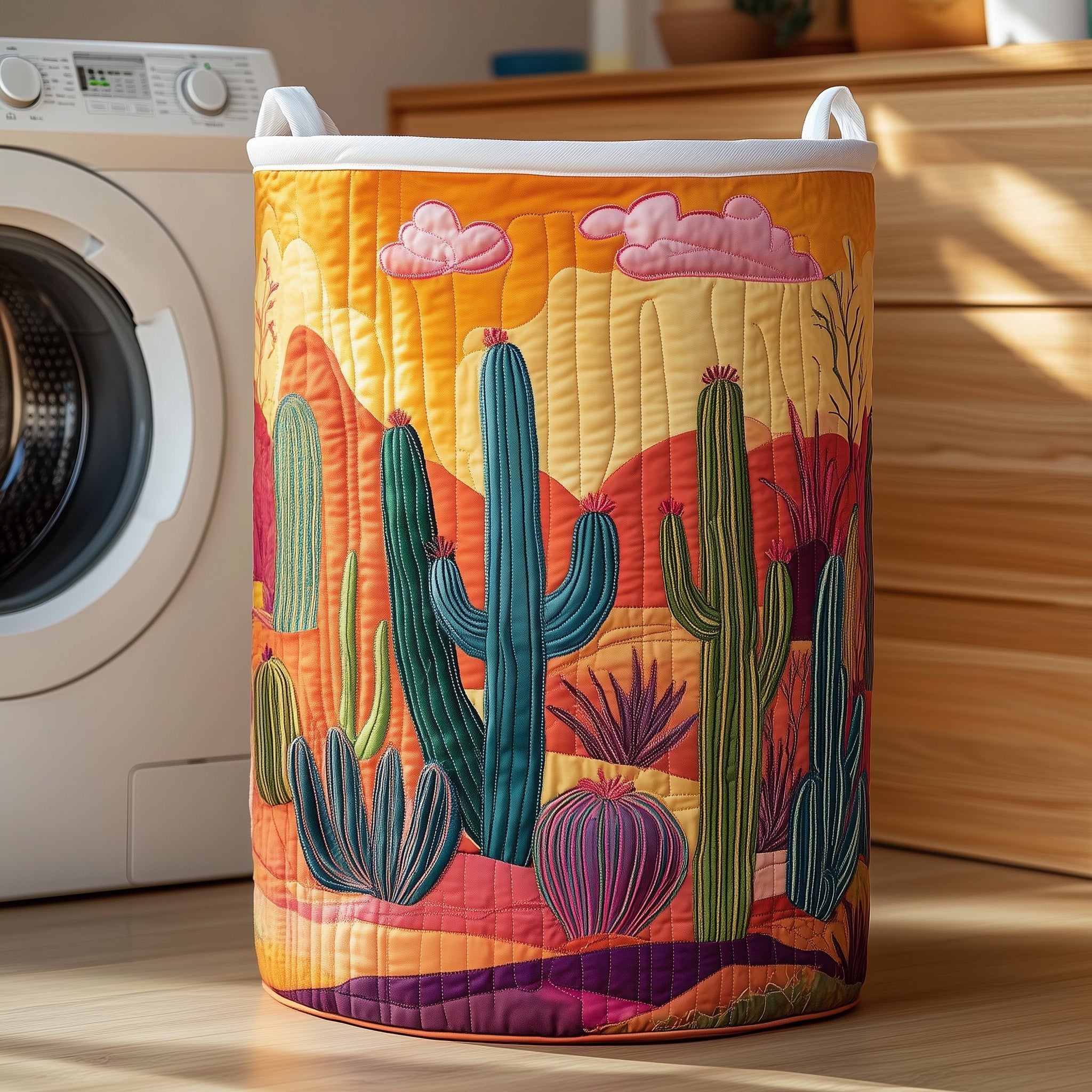 Cactus Desert Quilted Laundry Basket GFTOXM271