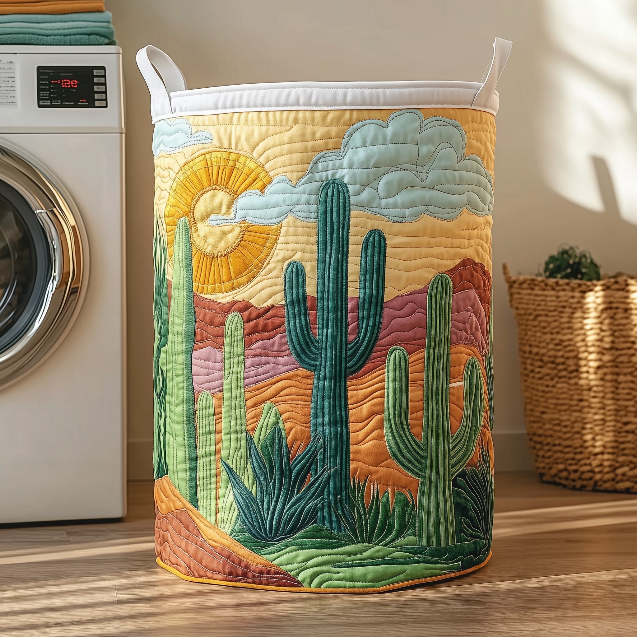 Cactus Desert Quilted Laundry Basket GFTOXM273