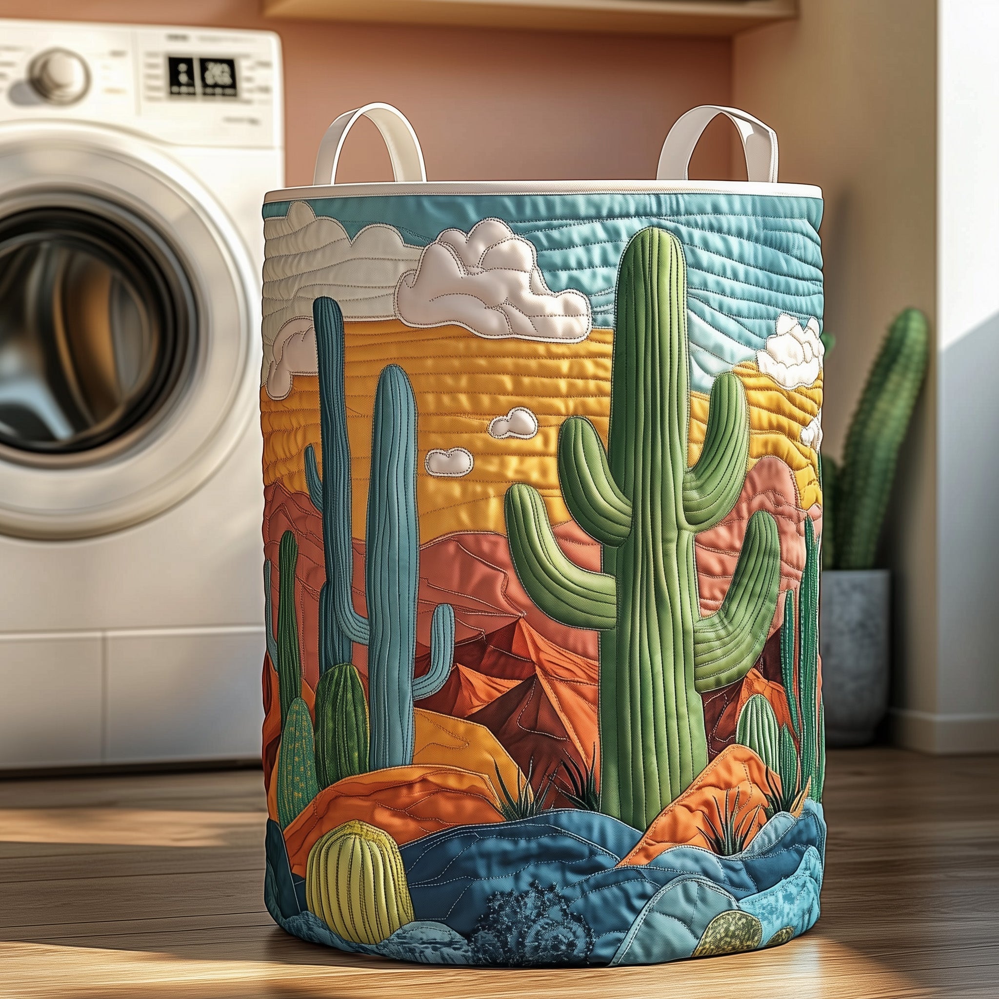 Cactus Desert Quilted Laundry Basket GFTOXM274