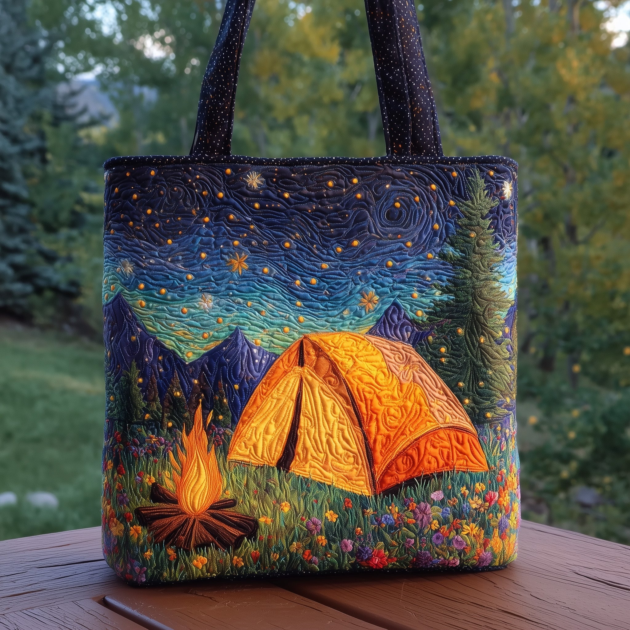 Fireflies camping Quilted Tote Bag GFTOXM28
