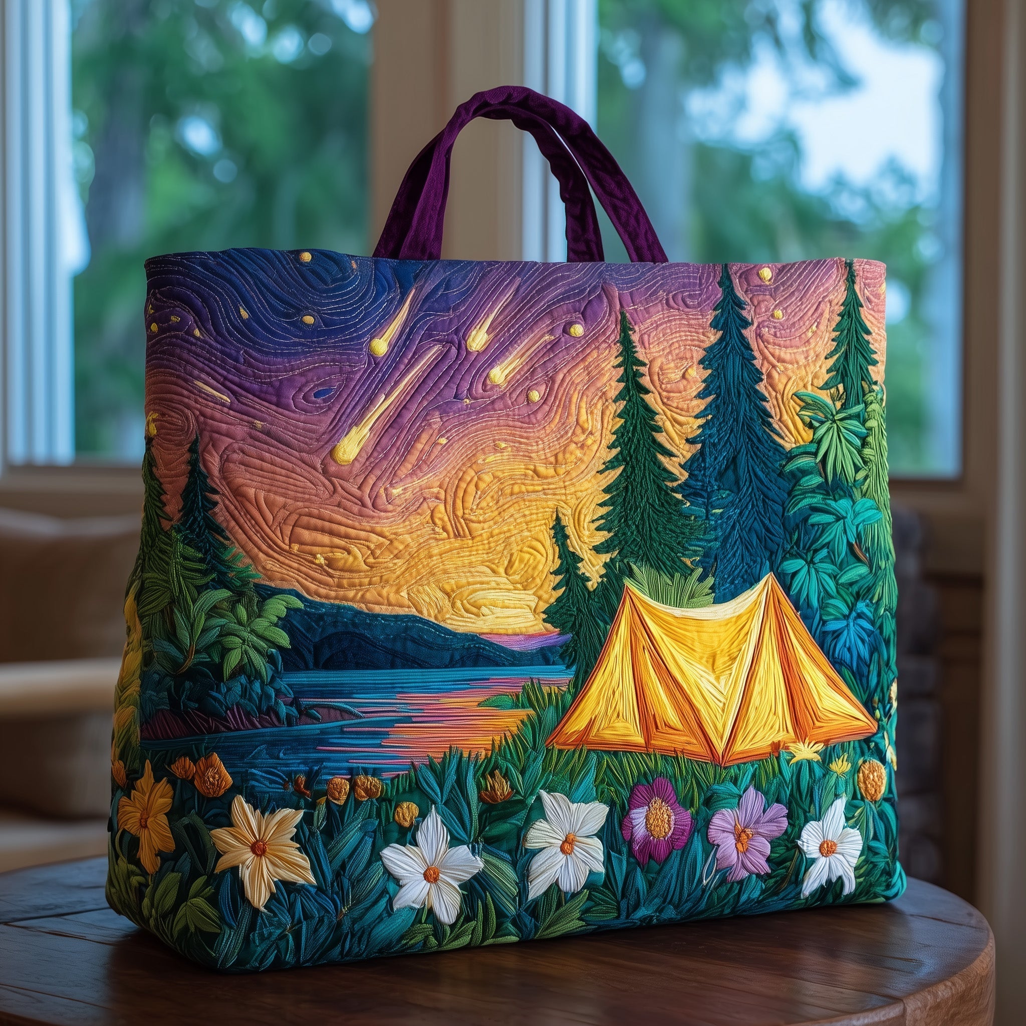 Shooting stars camping Quilted Tote Bag GFTOXM29