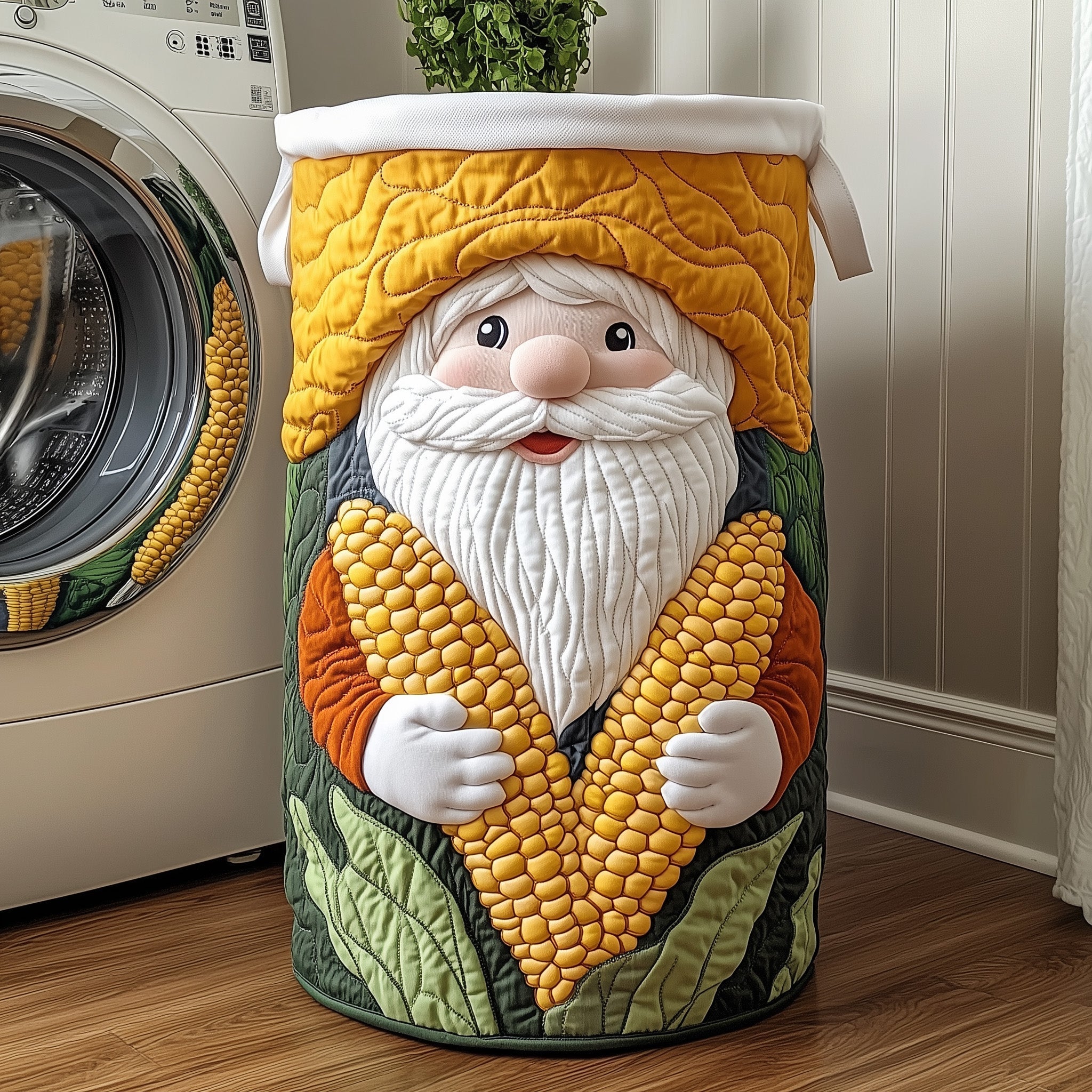 Corn Gnome Quilted Laundry Basket GFTOXM322
