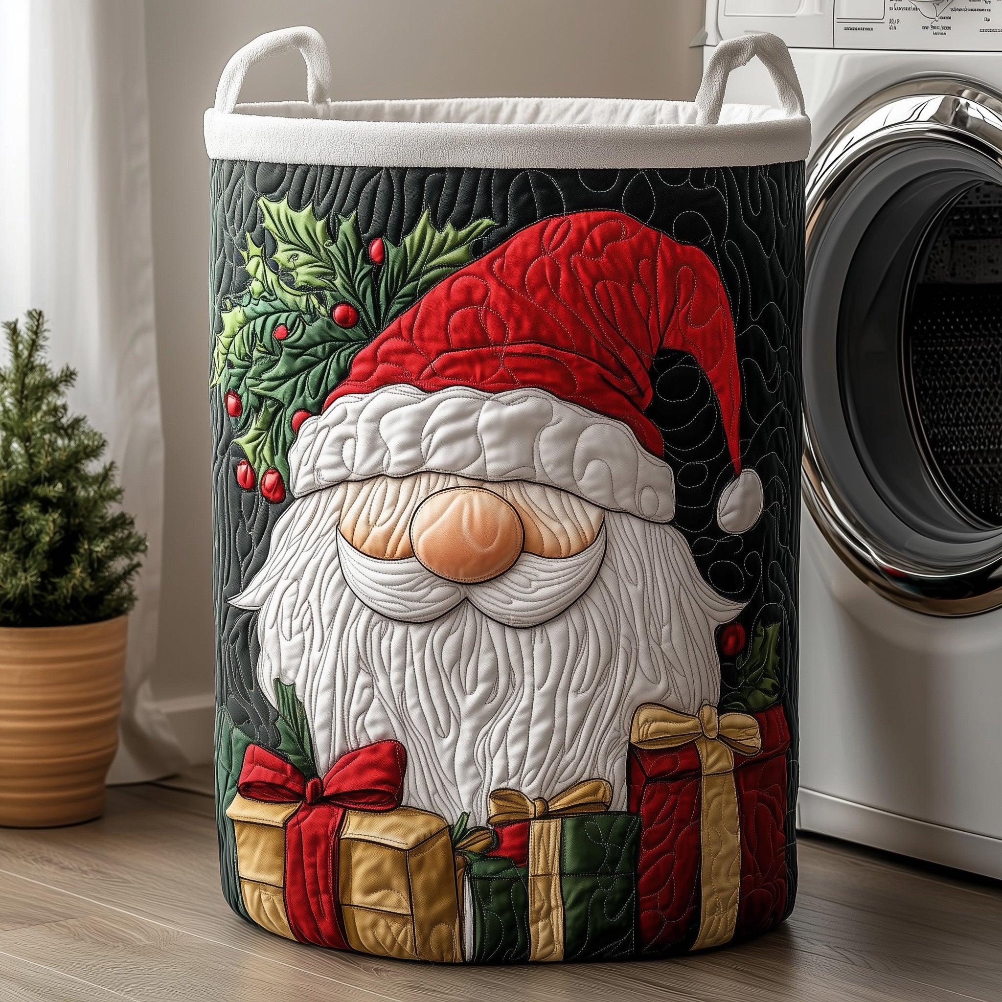 Christmas Gnome Quilted Laundry Basket GFTOXM326