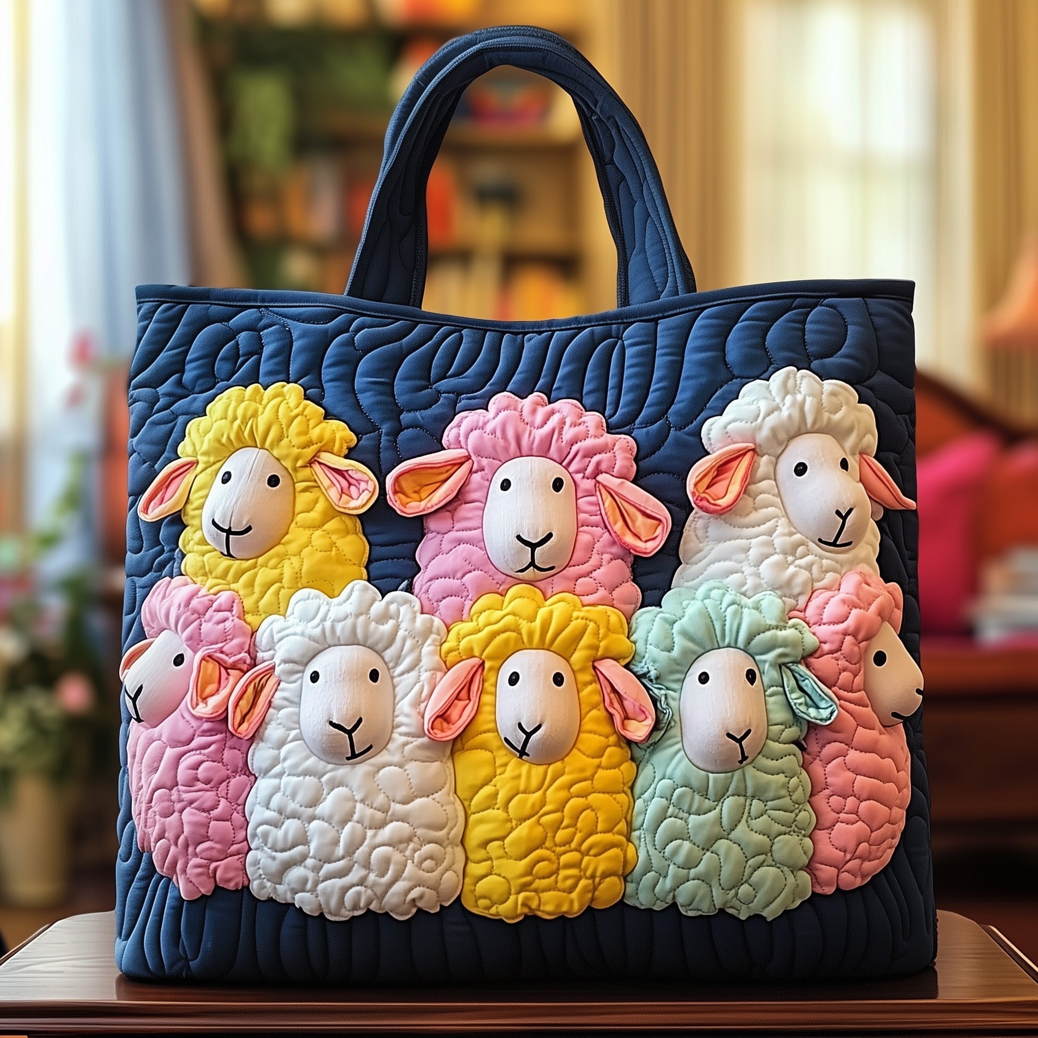 Colorful Sheep Quilted Tote Bag GFTOXM335