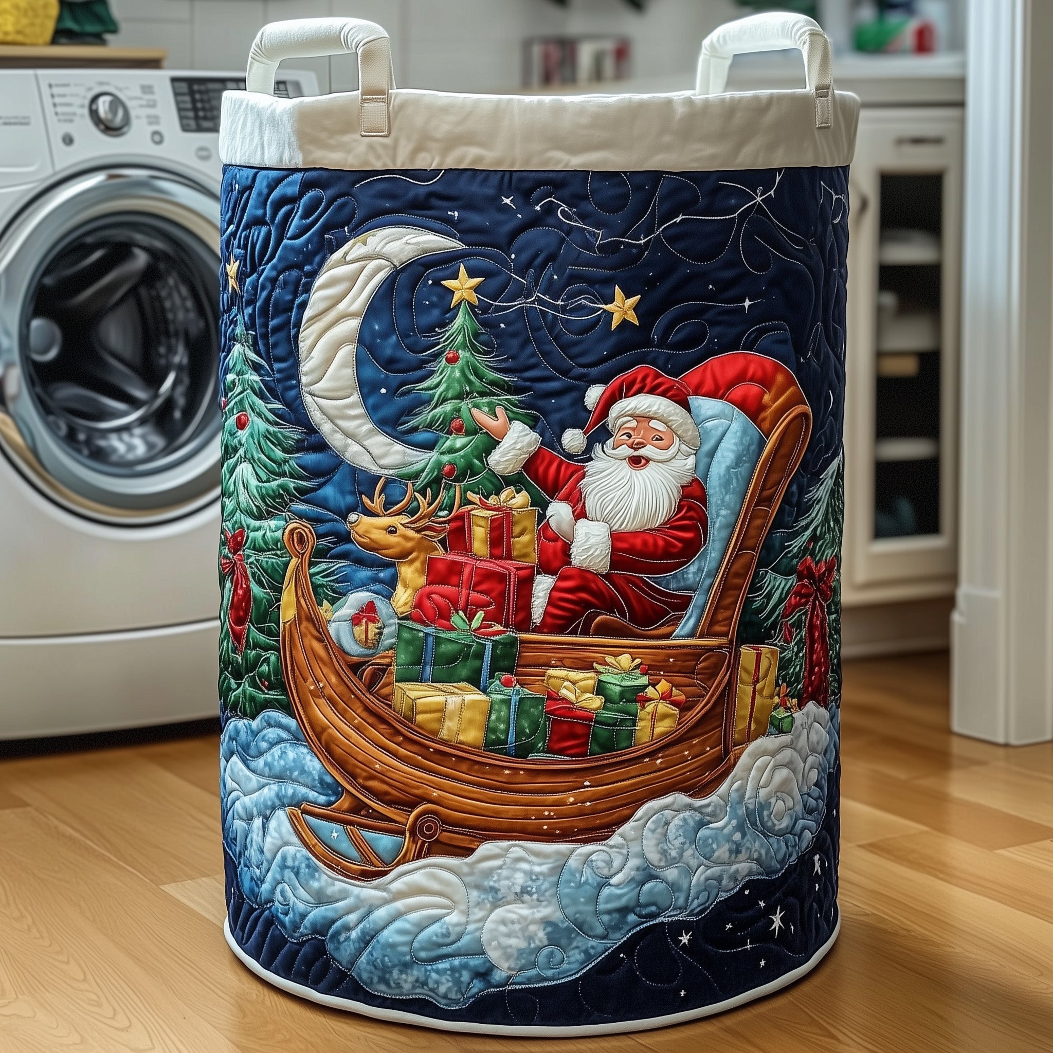 Santa Claus Quilted Laundry Basket GFTOXM421