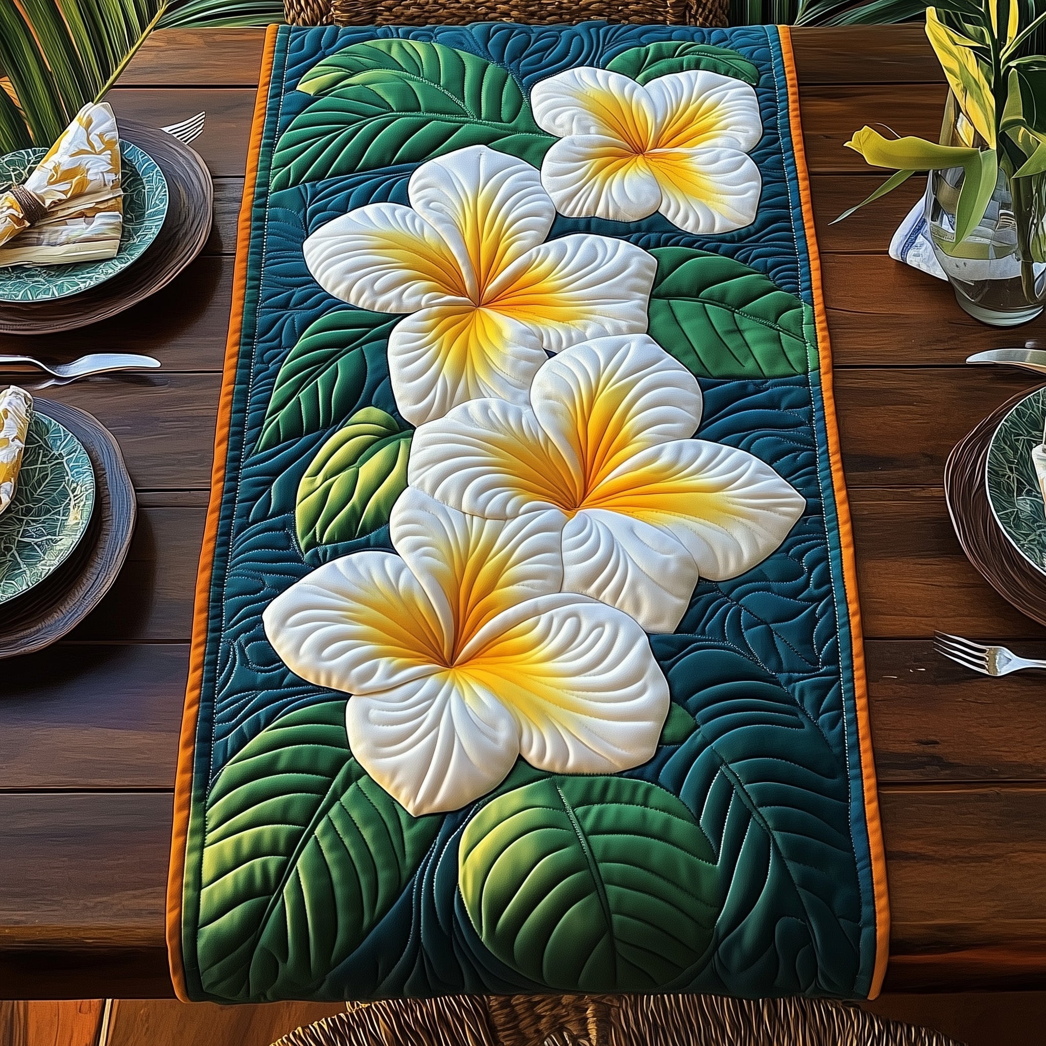 Plumeria Quilted Table Runner GFTOXM433