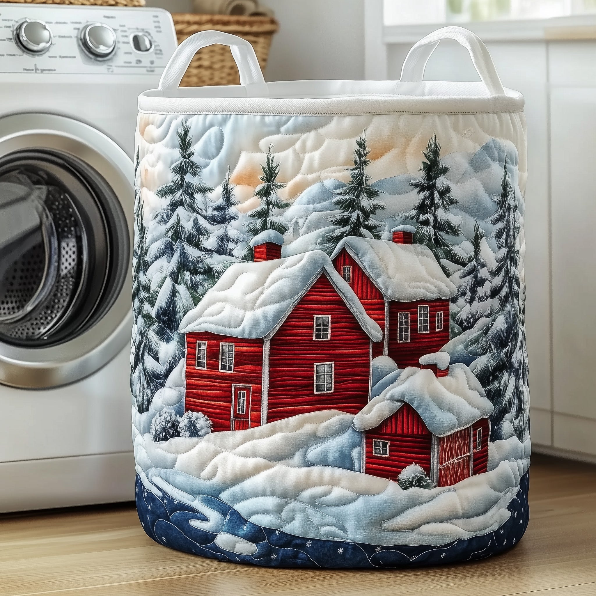 Christmas Village Quilted Laundry Basket GFTOXM480
