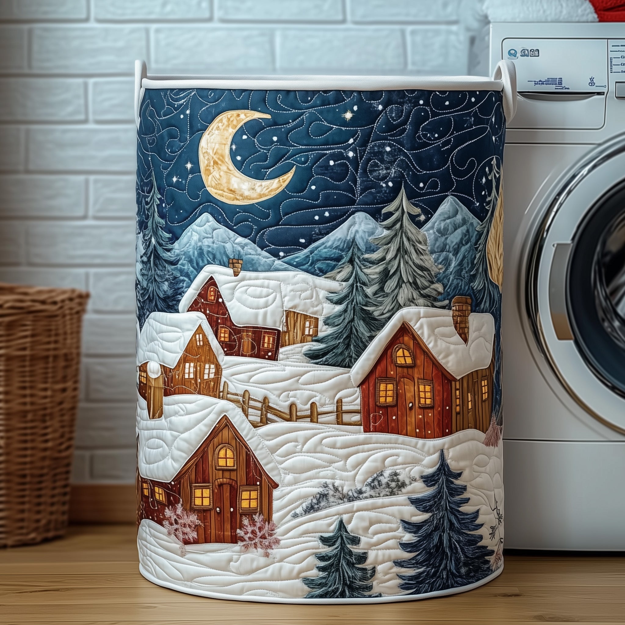 Christmas Village Quilted Laundry Basket GFTOXM490