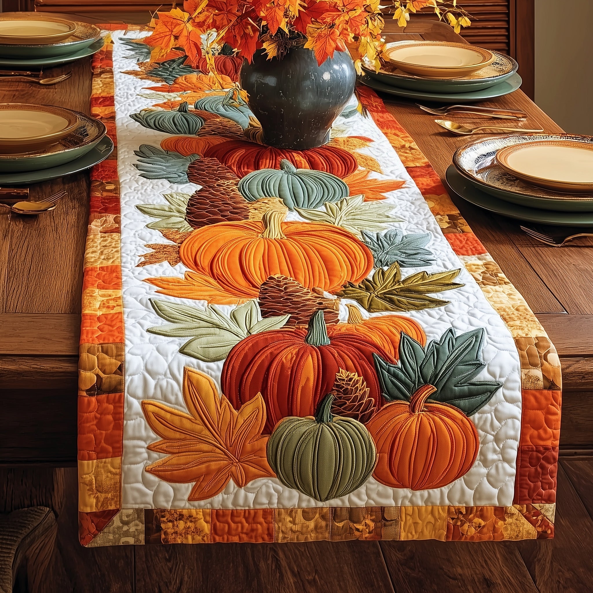 Pumpkin Lane Quilted Table Runner GFTOXM52