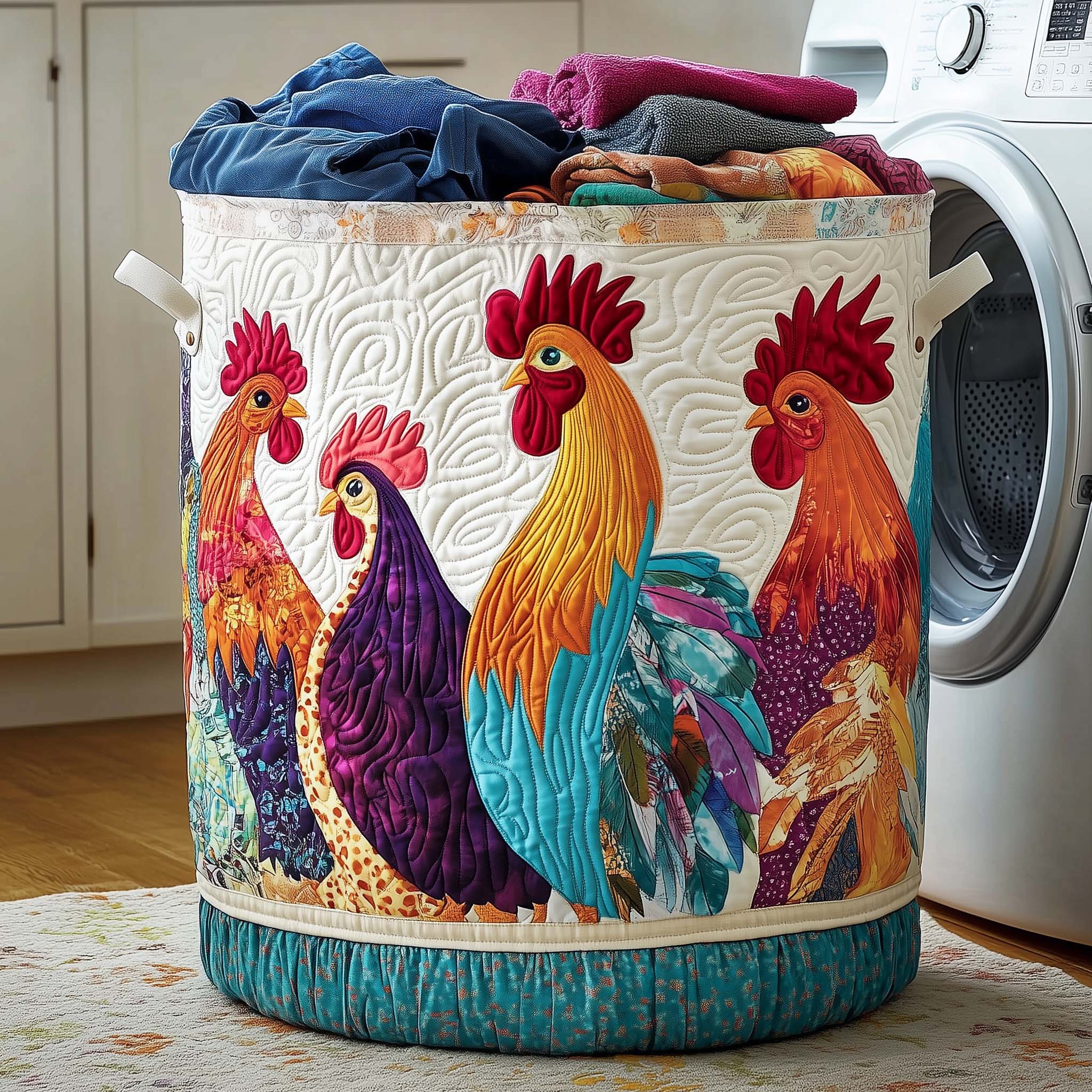 Whimsical Chicken Quilted Laundry Basket GFTOYC1420