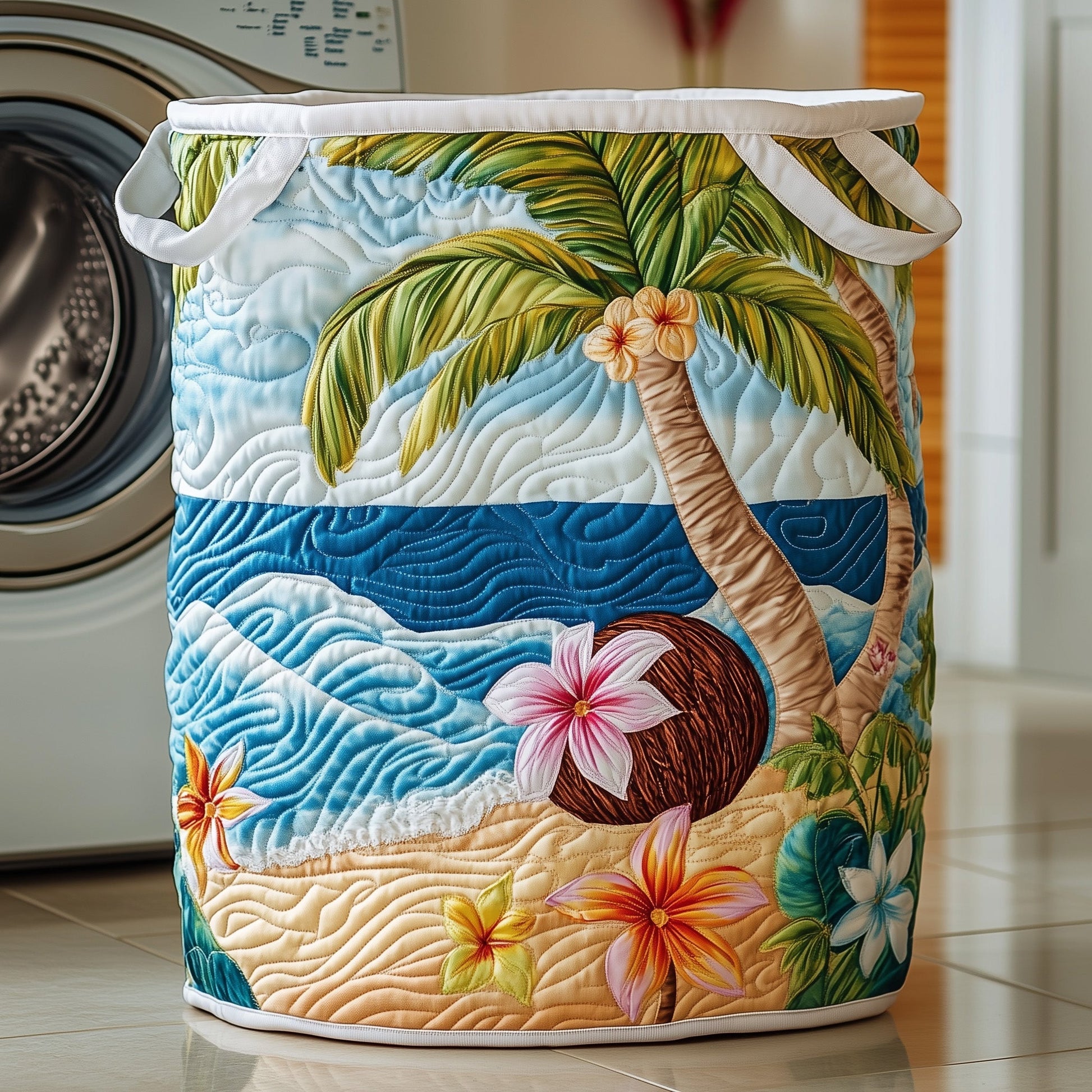 Tropical Plumeria QuiltedLaundry Basket GFTOYC210