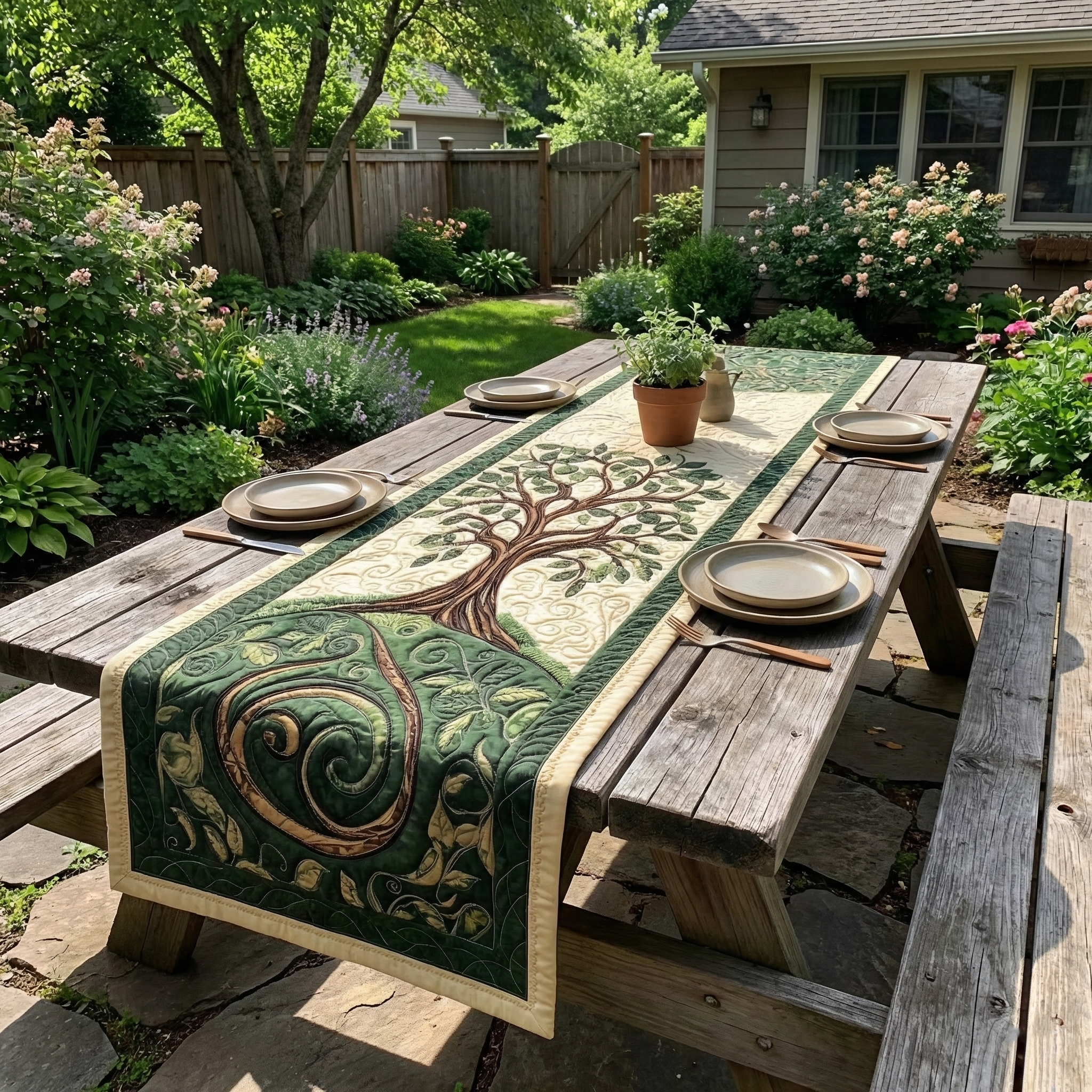 Ancient Celtic Tree Of Life Quilted Table Runner GFTOTG3646