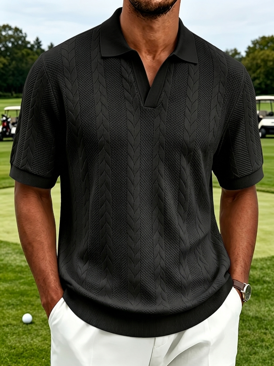 Men’s twisted-weave polo shirts, short-sleeved collared golf shirts