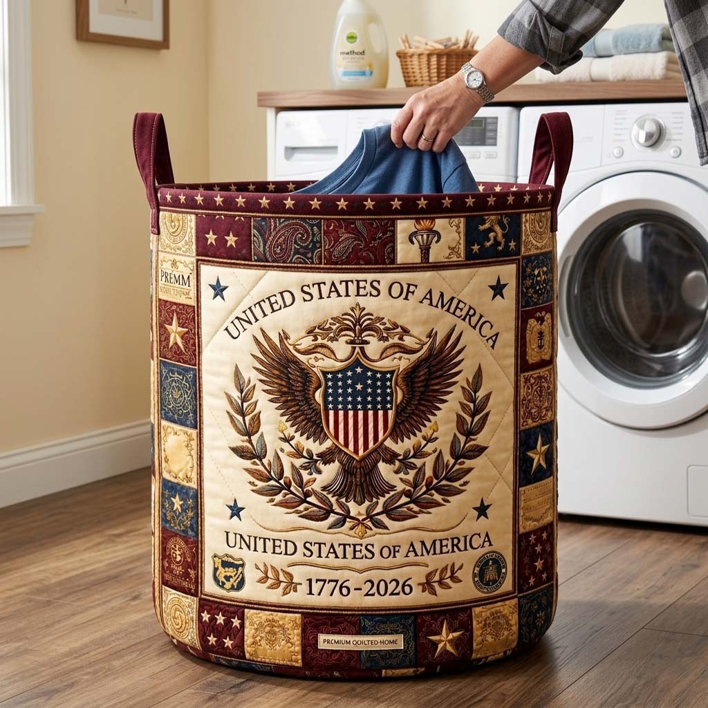 Herritage Patch QuiltedLaundry Basket GFTOQM4034