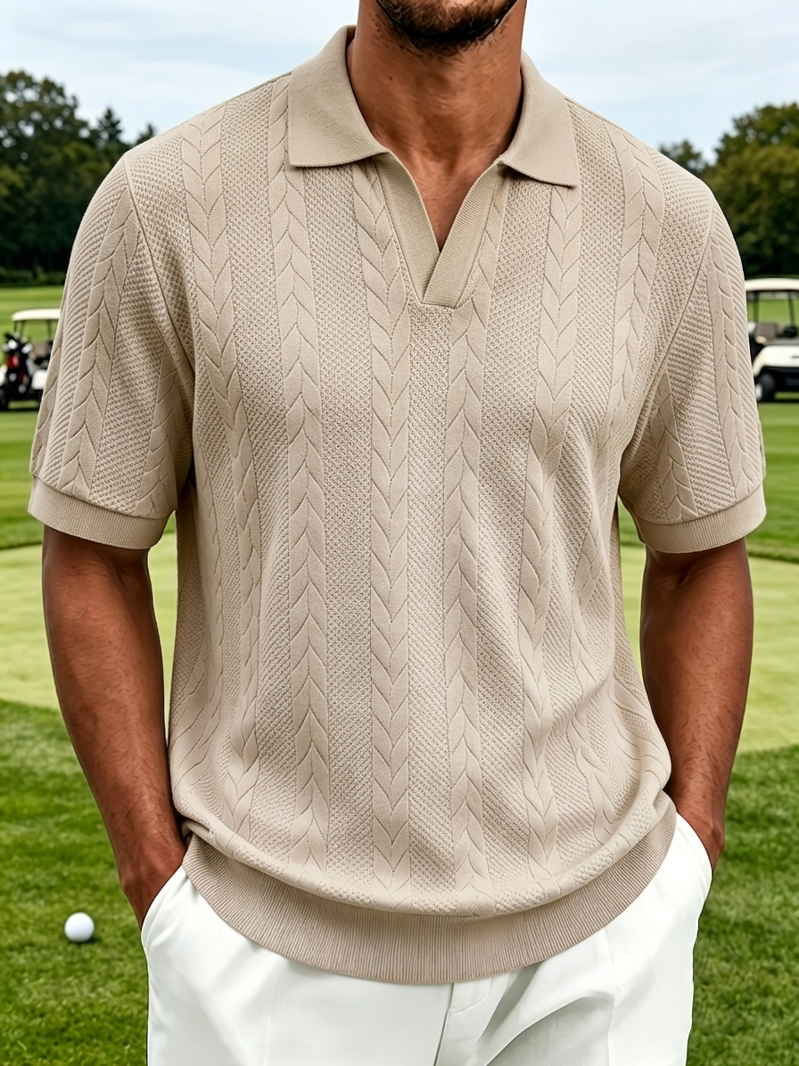 Men’s twisted-weave polo shirts, short-sleeved collared golf shirts
