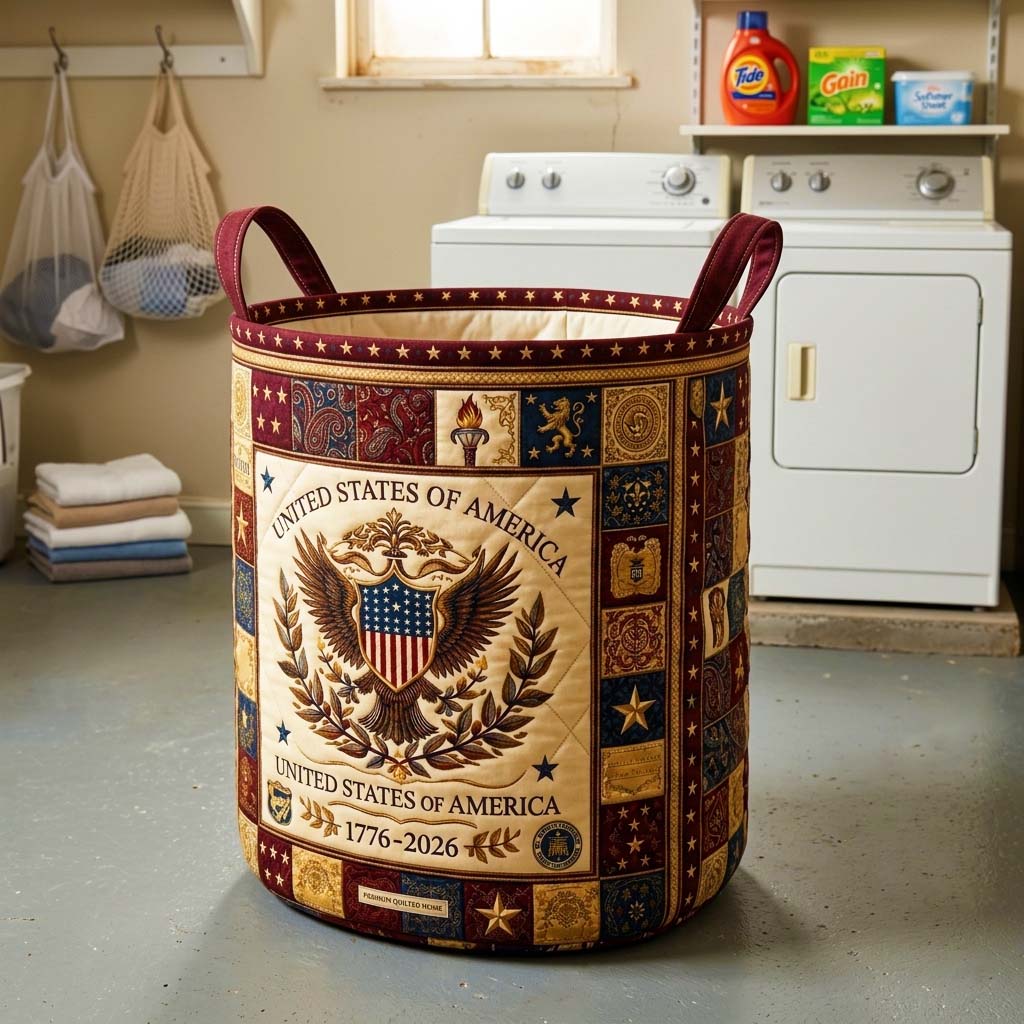 Herritage Patch QuiltedLaundry Basket GFTOQM4034
