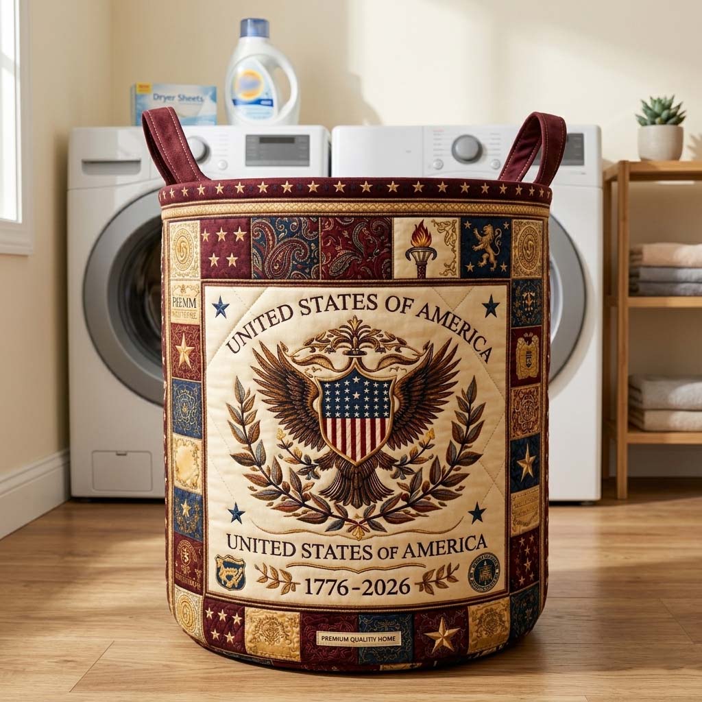 Herritage Patch QuiltedLaundry Basket GFTOQM4034