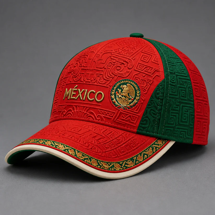 Mexico Flag Color Block Retro Tribal Pattern Outdoor Sun Protection Dad Hat