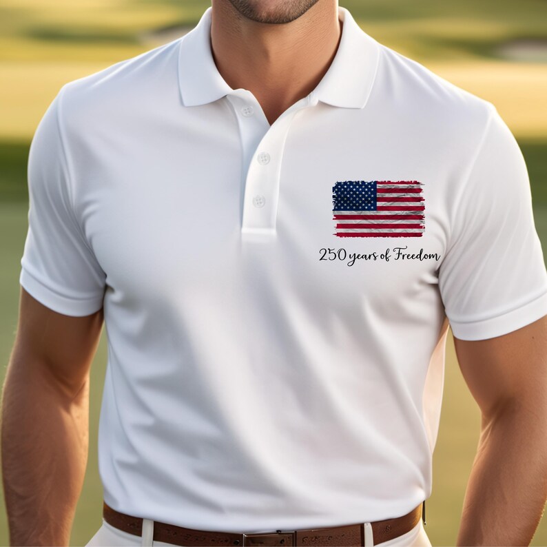 Dry Fit USA Polo Shirt, Retro USA With Flag Shirt, USA Pride, Semiquincentennial Gift,Retro Patriotic American Quick Dry Shirt,Memorial Day