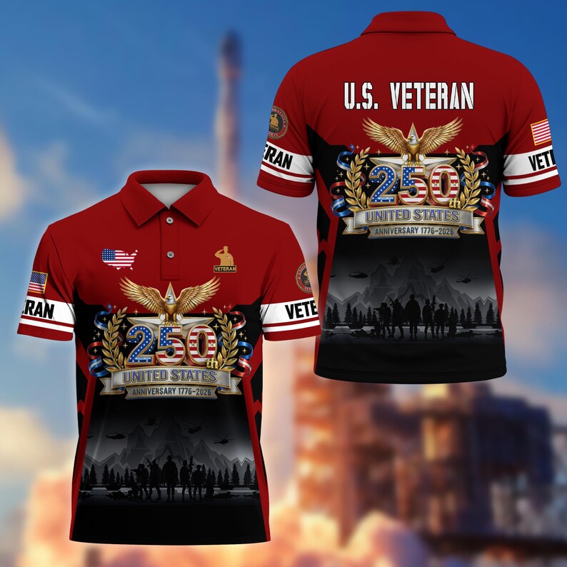 250 American Anniversary Polo Shirt, Proudly Served Shirt, Multicolor Full Size XS-5XL Patriotic Polo, Independence Gifts