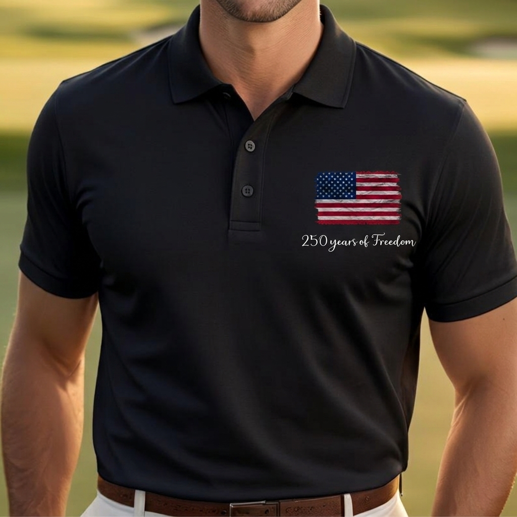 Dry Fit USA Polo Shirt, Retro USA With Flag Shirt, USA Pride, Semiquincentennial Gift,Retro Patriotic American Quick Dry Shirt,Memorial Day