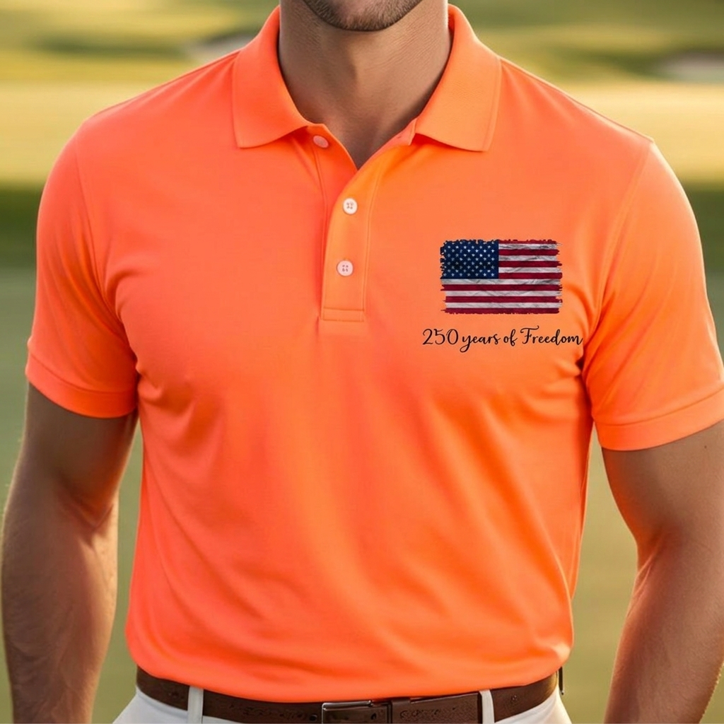 Dry Fit USA Polo Shirt, Retro USA With Flag Shirt, USA Pride, Semiquincentennial Gift,Retro Patriotic American Quick Dry Shirt,Memorial Day