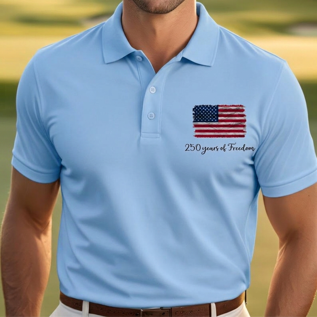 Dry Fit USA Polo Shirt, Retro USA With Flag Shirt, USA Pride, Semiquincentennial Gift,Retro Patriotic American Quick Dry Shirt,Memorial Day