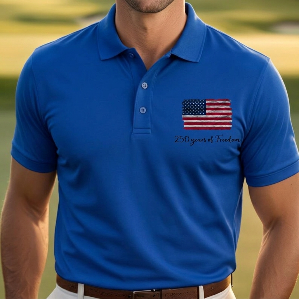 Dry Fit USA Polo Shirt, Retro USA With Flag Shirt, USA Pride, Semiquincentennial Gift,Retro Patriotic American Quick Dry Shirt,Memorial Day