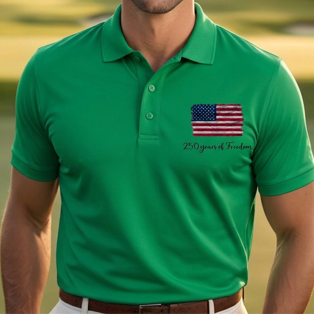 Dry Fit USA Polo Shirt, Retro USA With Flag Shirt, USA Pride, Semiquincentennial Gift,Retro Patriotic American Quick Dry Shirt,Memorial Day