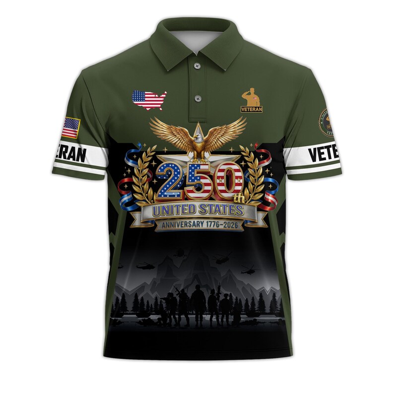 250 American Anniversary Polo Shirt, Proudly Served Shirt, Multicolor Full Size XS-5XL Patriotic Polo, Independence Gifts