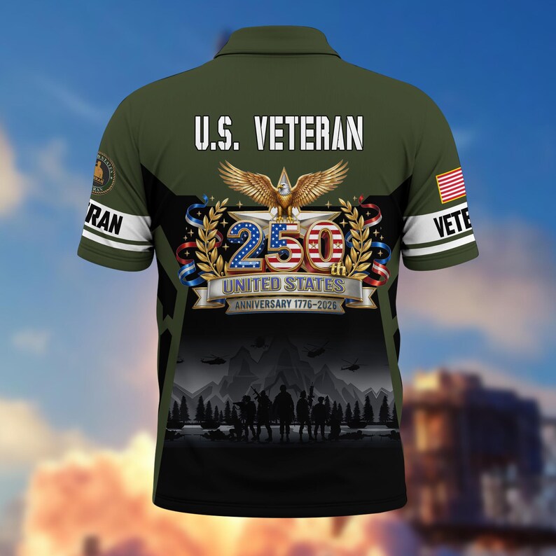 250 American Anniversary Polo Shirt, Proudly Served Shirt, Multicolor Full Size XS-5XL Patriotic Polo, Independence Gifts