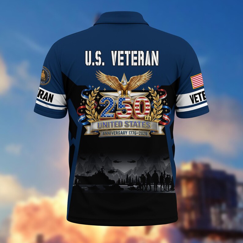 250 American Anniversary Polo Shirt, Proudly Served Shirt, Multicolor Full Size XS-5XL Patriotic Polo, Independence Gifts