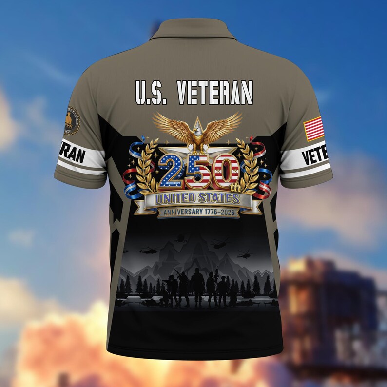 250 American Anniversary Polo Shirt, Proudly Served Shirt, Multicolor Full Size XS-5XL Patriotic Polo, Independence Gifts
