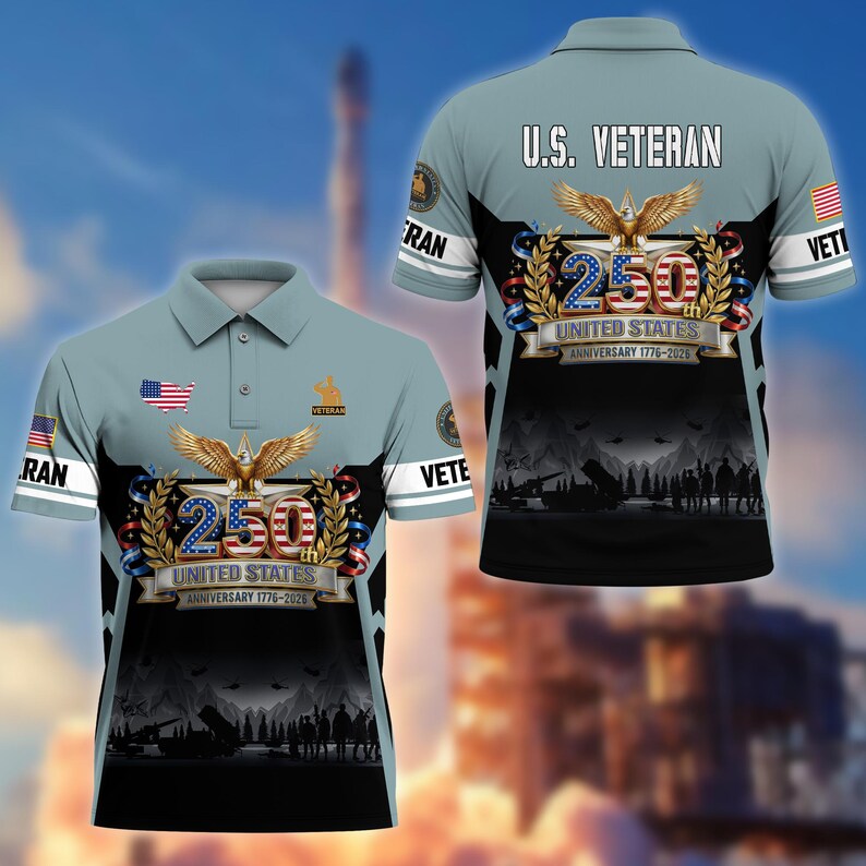 250 American Anniversary Polo Shirt, Proudly Served Shirt, Multicolor Full Size XS-5XL Patriotic Polo, Independence Gifts