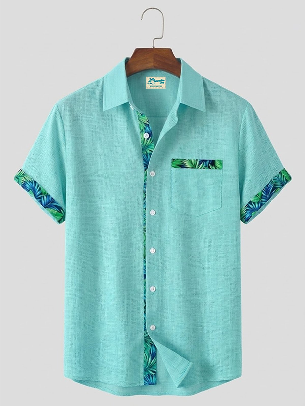 Cargks®Hawaii Basic Textured Floral Print Men's Button-Down Short-Sleeve Shirt Big & Tall