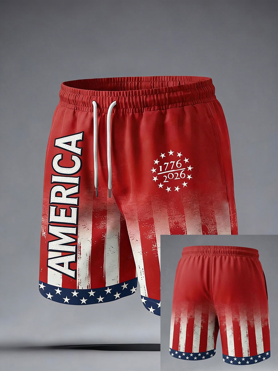 Patriotic Commemorative 1776-2026 All Collection Men’s Drawstring Shorts