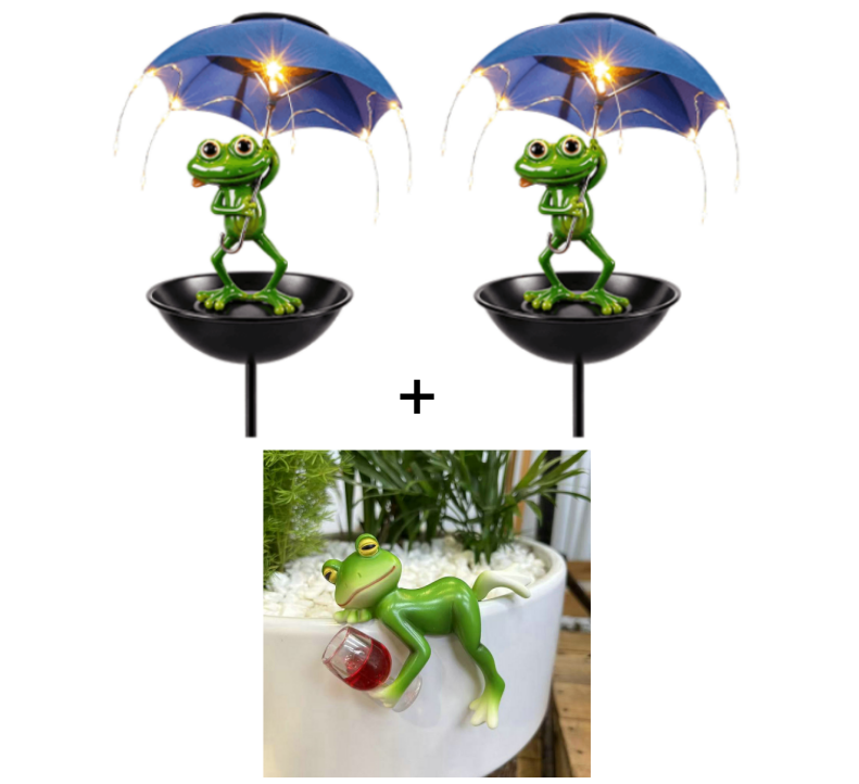🐸✨ Magical frog decoration with night light – weatherproof & cute!