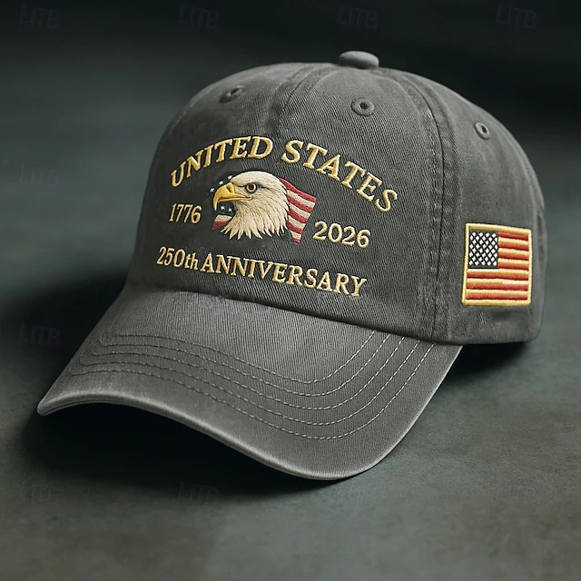 Men's USA 250th Anniversary Eagle Baseball Cap | Embroidered US Flag Patriotic Dad Hat