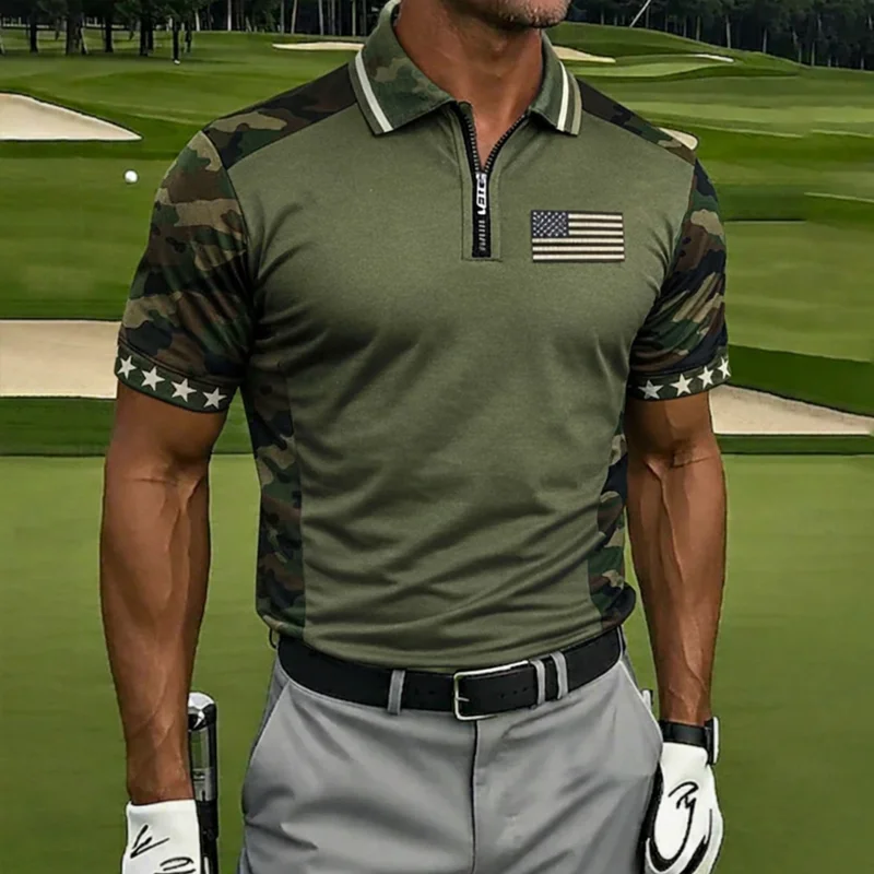 US 250th Anniversary Print Men's Golf Polo Shirt