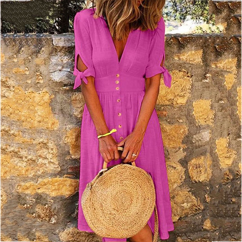 (S-5XL) Women's summer straight everyday long dresses with long sleeves