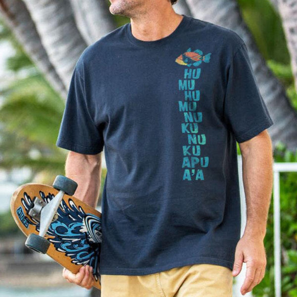 Navy blue T-shirt with a round neckline