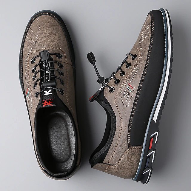 Men's Brown Casual Sneakers with Lace-Up Design – Comfortable Non-Slip Walking Shoes for Daily Outdoor Activities