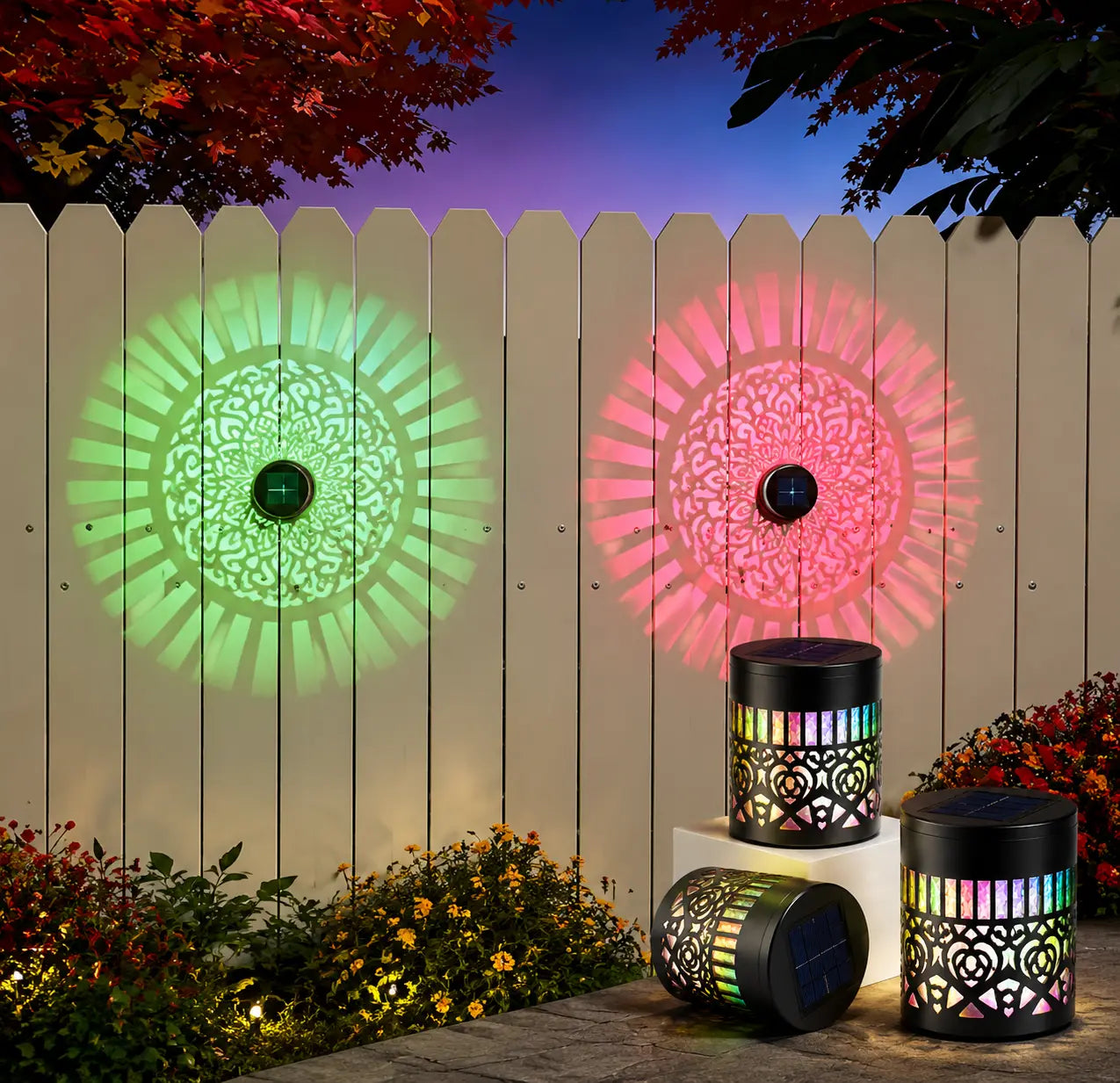 📢50%OFF📢Seven-Color Changing Solar Mandala Projection Wall Light