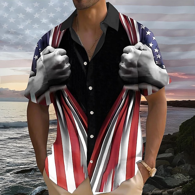[Copy]I Identify As An American Patriotic Hawaiian Shirt | Distressed USA Flag Button-Down Shirt